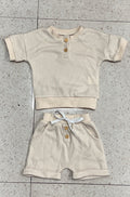 Three-color Short-sleeved Waffle Children's Suit