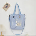 Cartoon canvas bag cute, bunny pendant tote bag, self-contained small bag student shoulder bag