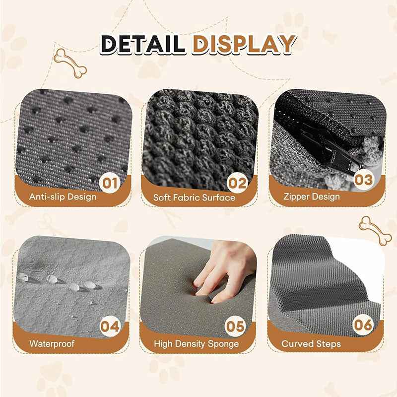 Pet Dog Stair Ramp with Bone Handle – Safe Steps for Elderly Dogs, Couch & Bed Accessibility, Joint Protection