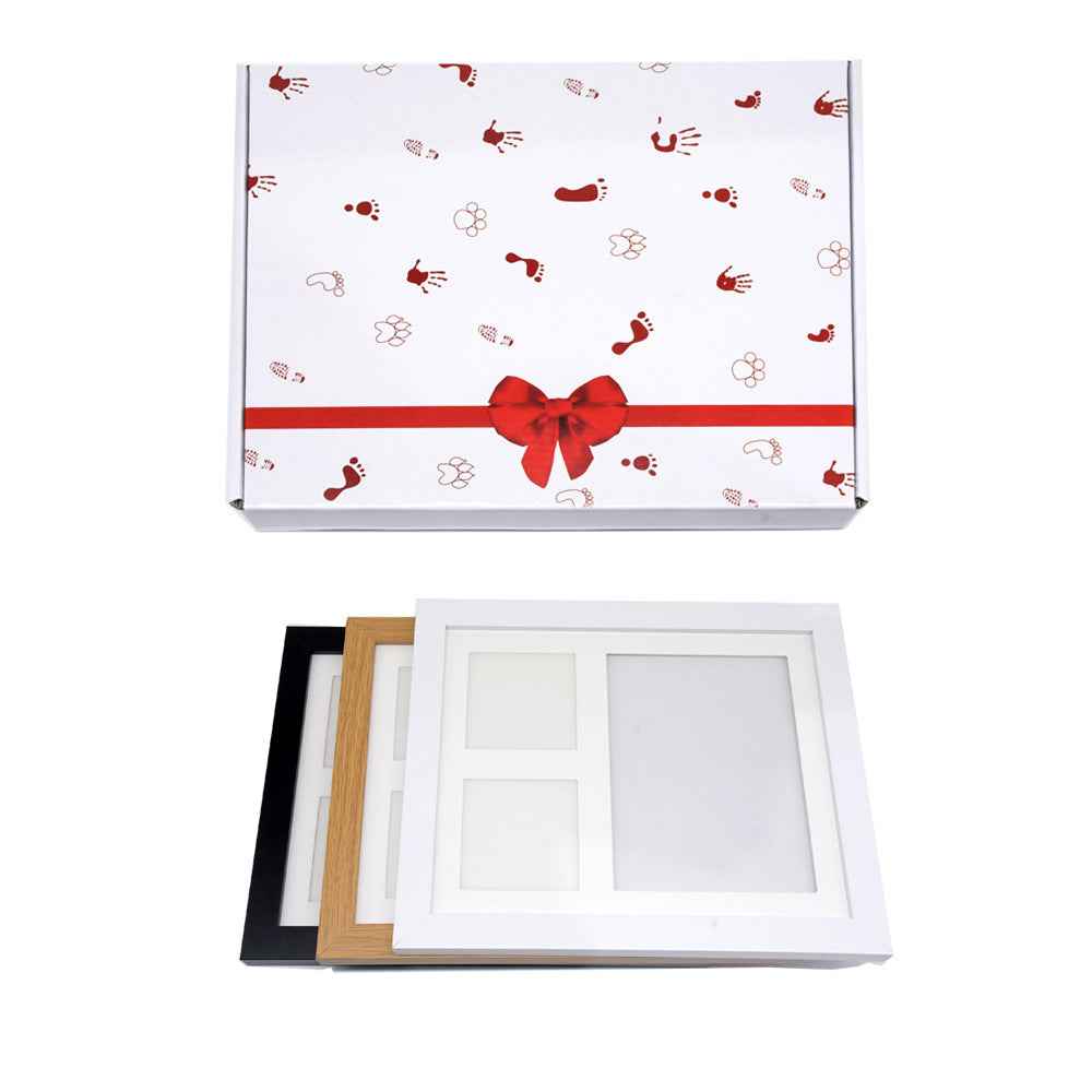 Handprint and Footprint Frame with Ink Pad - Baby Keepsake, Dog &amp; Cat Paw Print, DIY Child Photo Frame