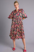 Full Size Printed Satin Midi Dress Plus Size Beautiful Women Dress Unique Design Dress