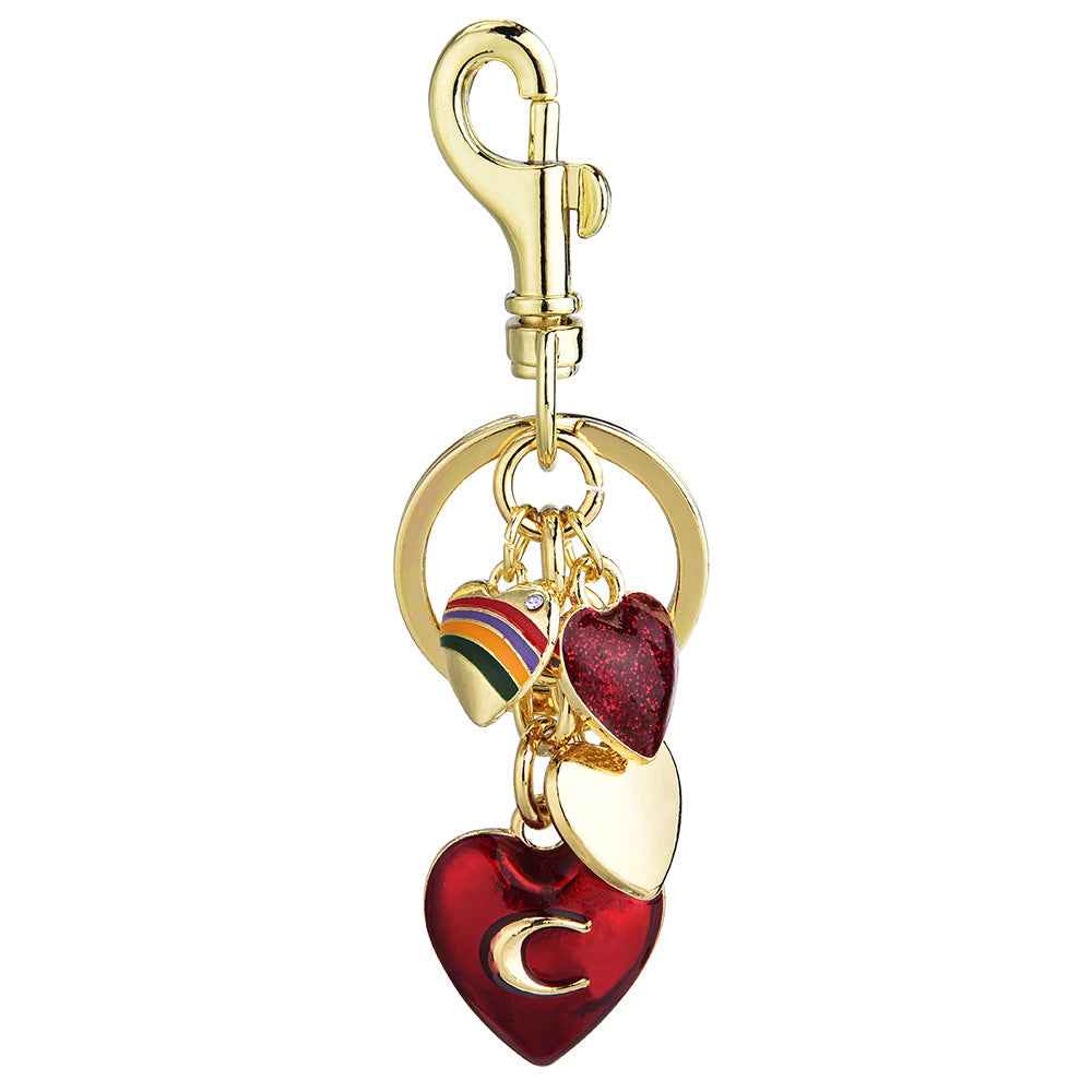 Metal keychain cute fruit set with diamonds apple keyring pendant handbag keyring accessory for women