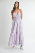 Eyelet Lace Maxi Dress With Side Strap Details – Elegant Fluttering Eyelet Lace Maxi Dress, Modern Side Strap Design, Formal Summer Maxi Dress, Sophisticated Event Dress