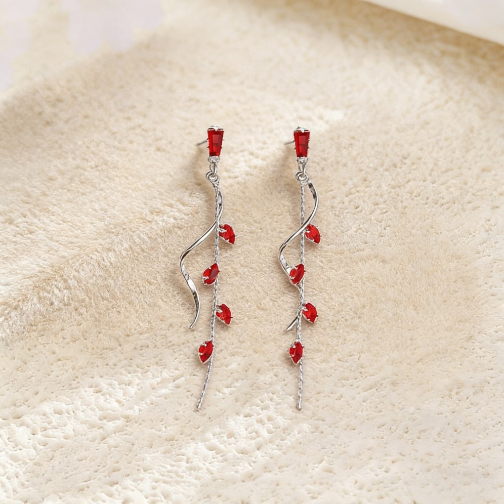 Vintage Long Zircon Tassel Earrings