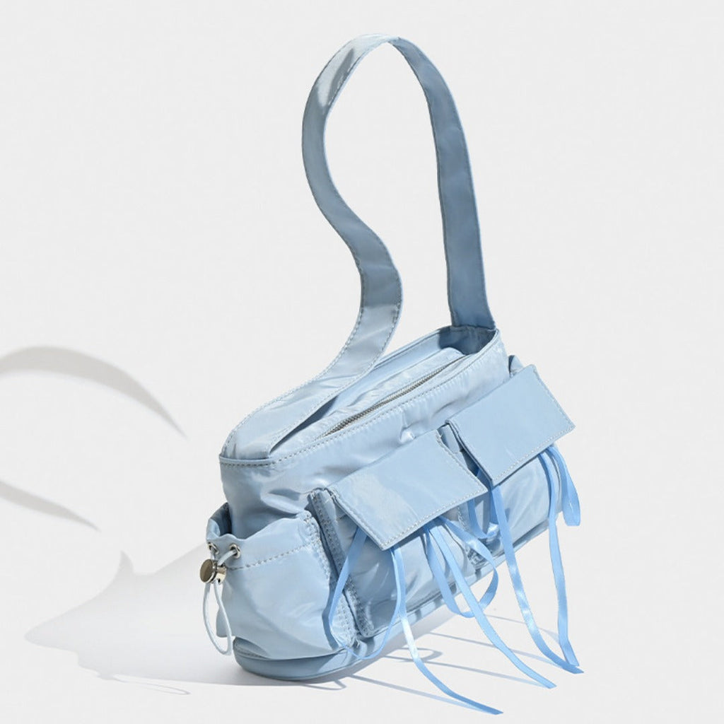 Summer nylon texture portable shoulder bag, casual shoulder bag, hobo shoulder bag, top handle shoulder purse