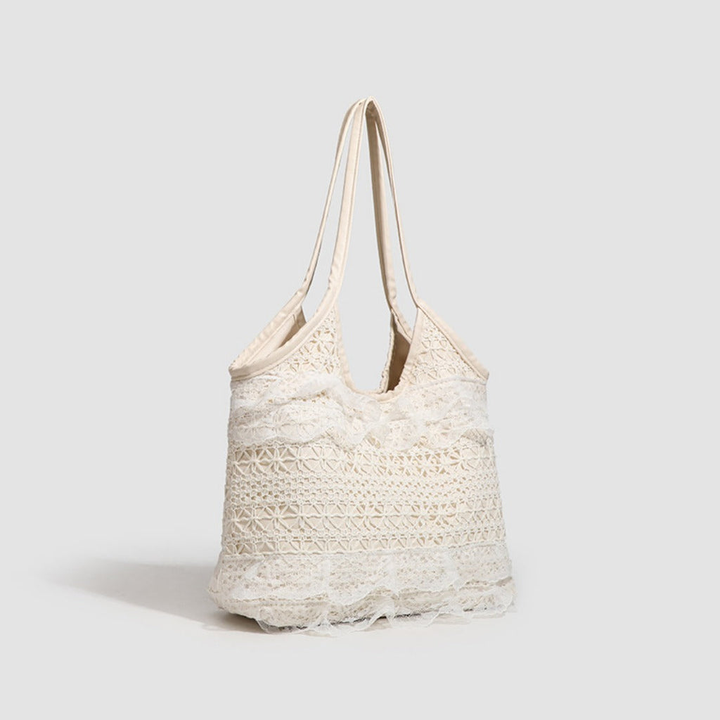 Summer woven bag casual vacation large capacity shoulder bag lace mesh shoulder bag beach bag summer purse hobo