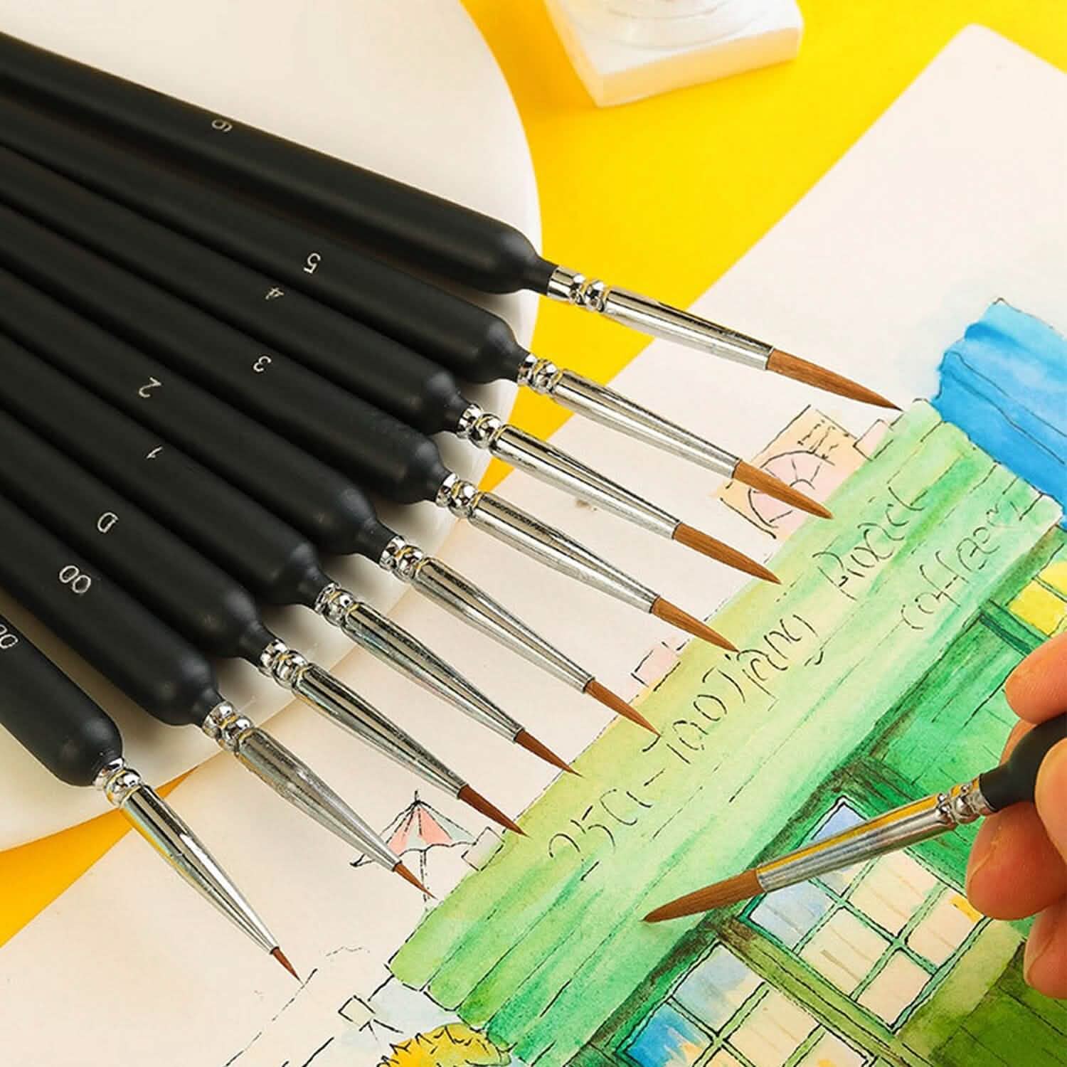 10-Piece: Miniature Detail Paint Brush Set