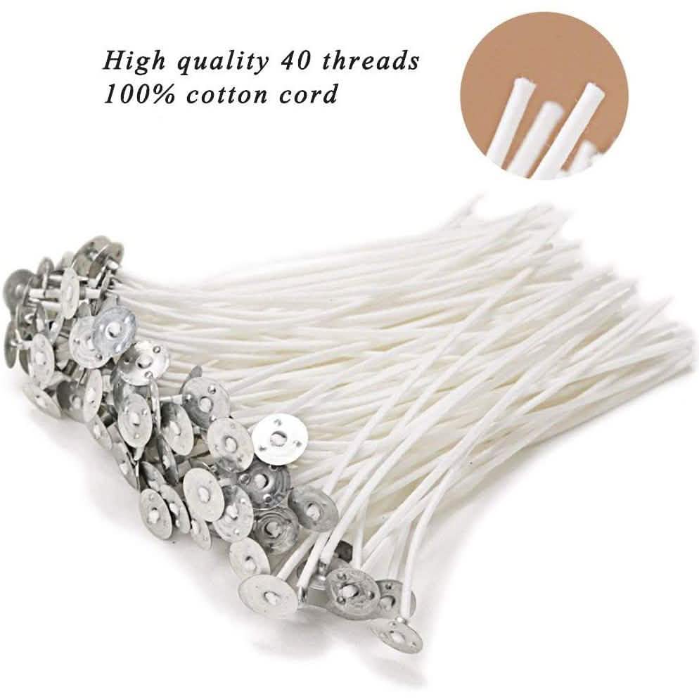 100-Piece: EricX Light Cotton Candle Wick 6" Pre-Waxed for Candle Making