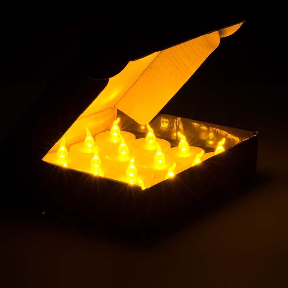 100-Pieces: Amber Yellow LED Tealight Flameless Flickering Candles