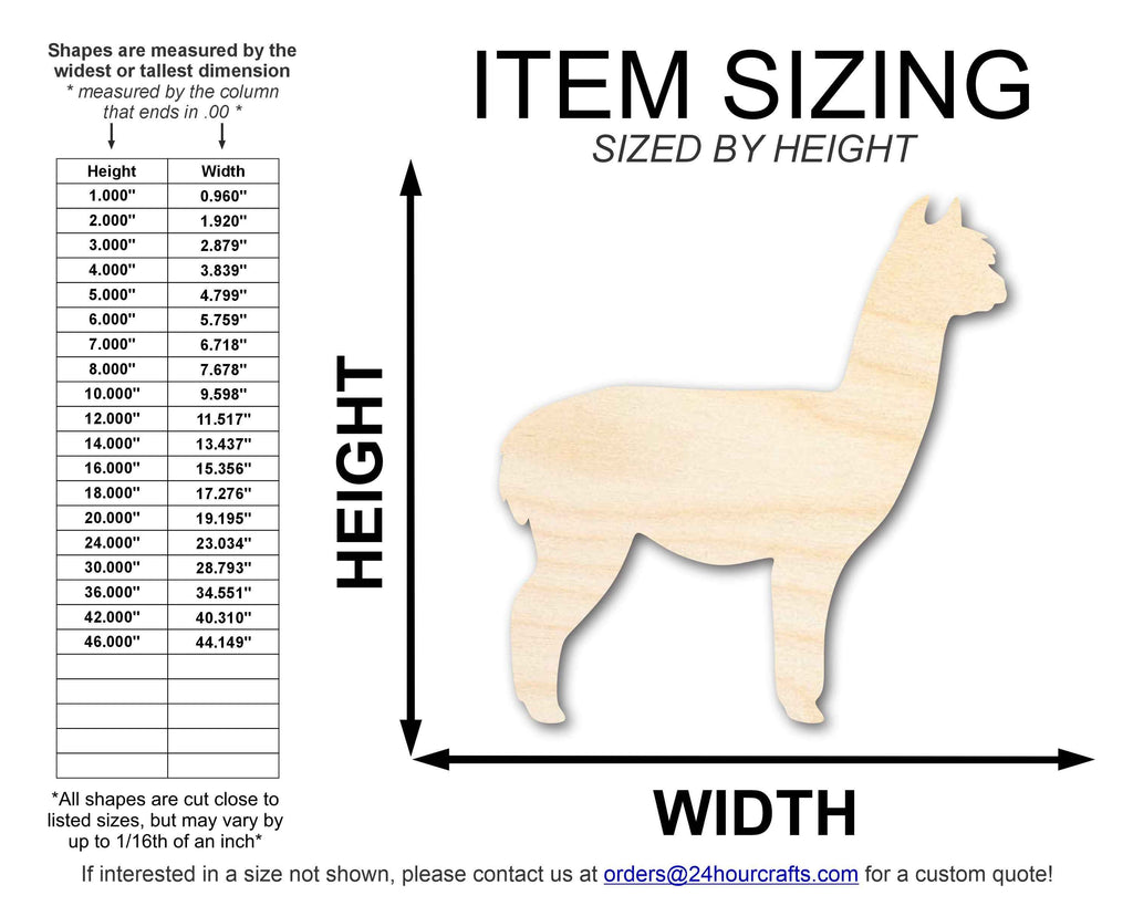 Unfinished Wood Alpaca Shape | DIY Animal Craft Cutout | Up to 36"