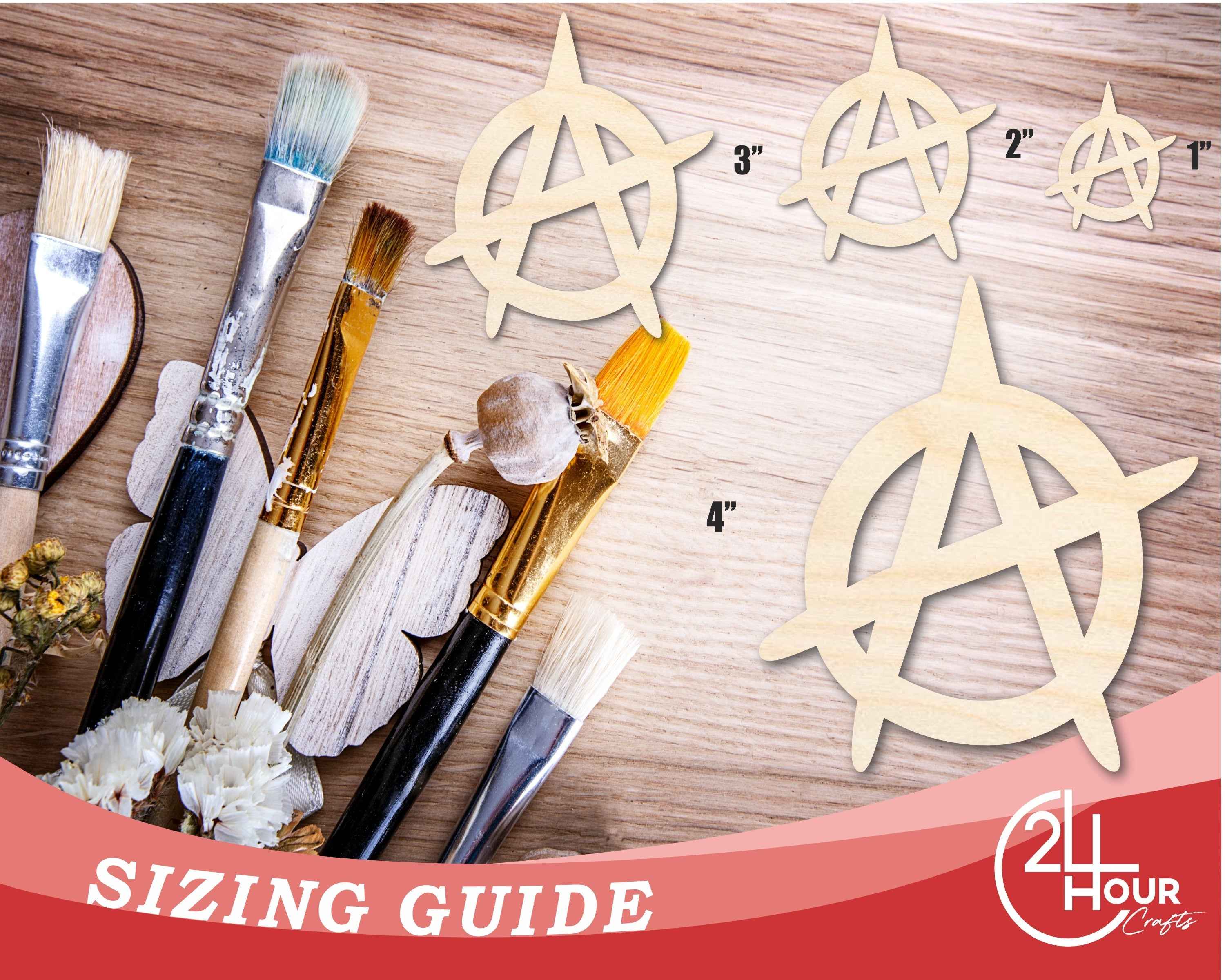 Unfinished Wood Anarchy Symbol | DIY Craft Cutout | Up to 36"