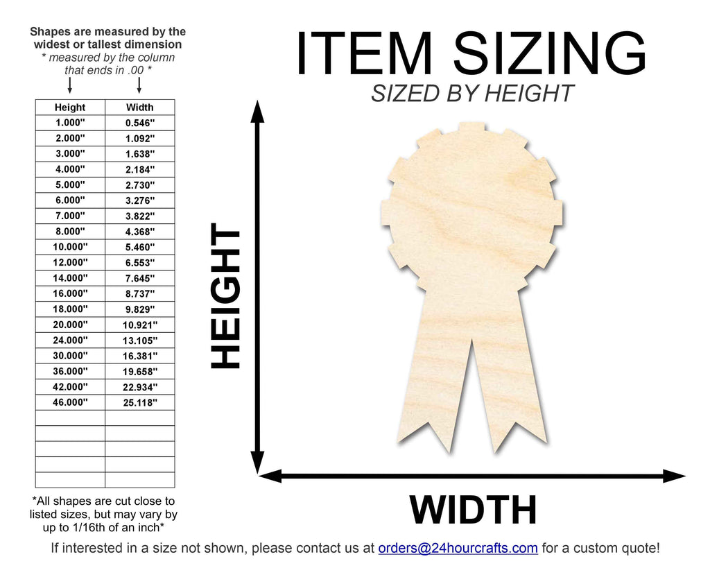 Unfinished Wood Award Ribbon Shape | DIY Craft Cutout | Up to 36"