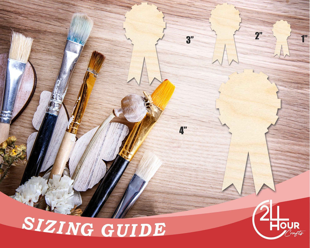 Unfinished Wood Award Ribbon Shape | DIY Craft Cutout | Up to 36"