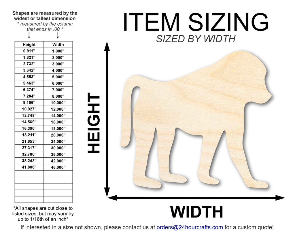Unfinished Wood Baboon Shape | DIY Animal Craft Cutout | Up to 36"