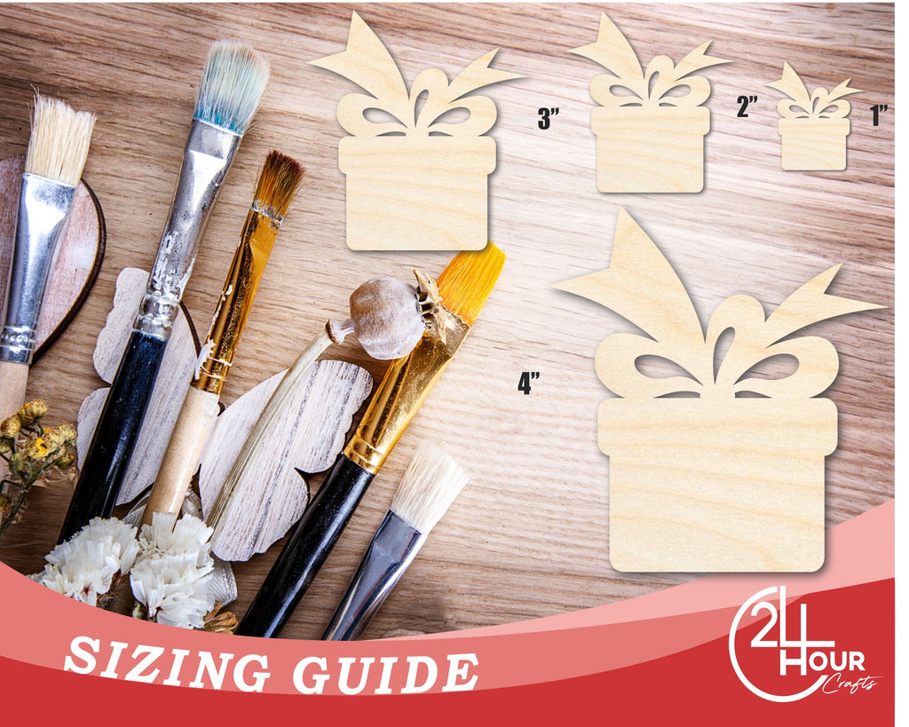Unfinished Wood Christmas Present Shape | DIY Holiday Craft Cutout | Up to 36"