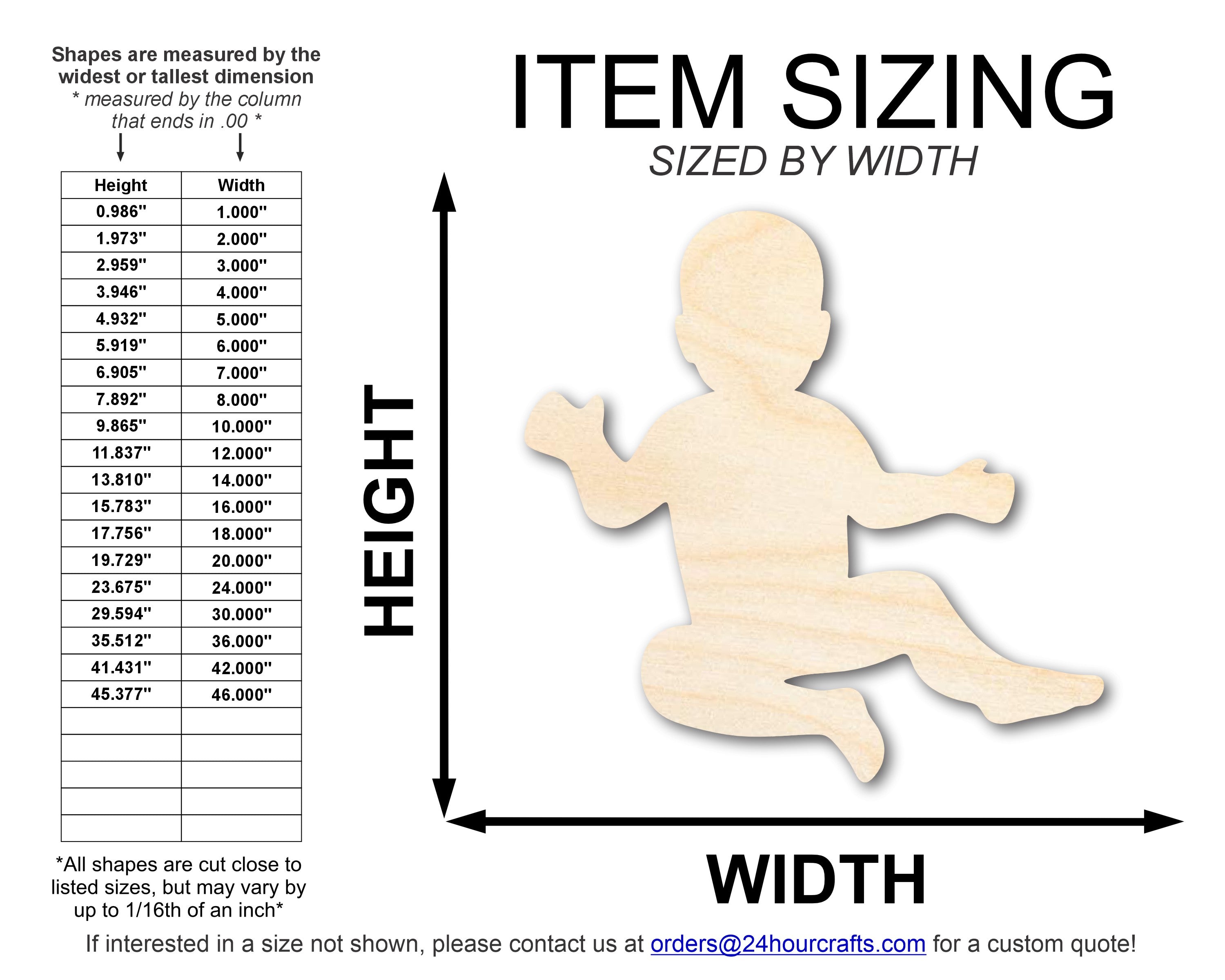 Unfinished Wood Baby Shape | DIY Baby Shower Craft Cutout | Up to 36"