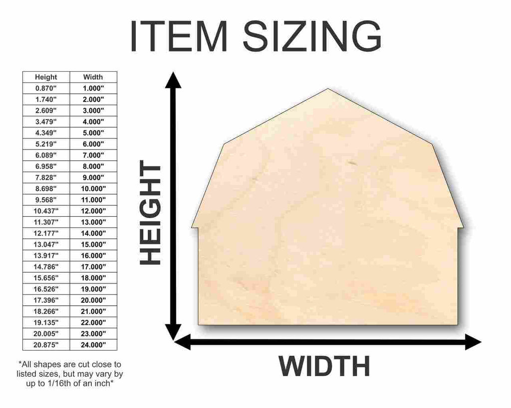 Unfinished Wood Barn Farm Shape - Craft - up to 46" DIY