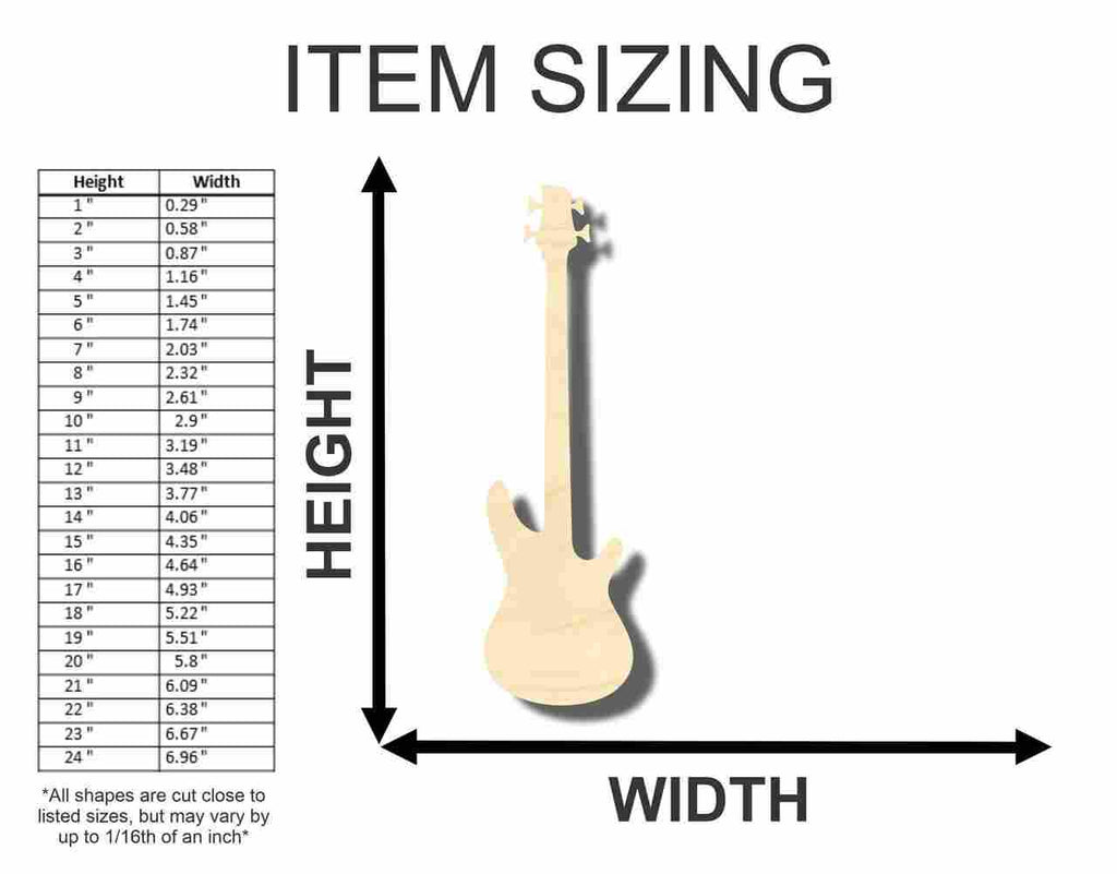 Unfinished Wood Bass Guitar Shape - Craft - Music - up to 46" DIY