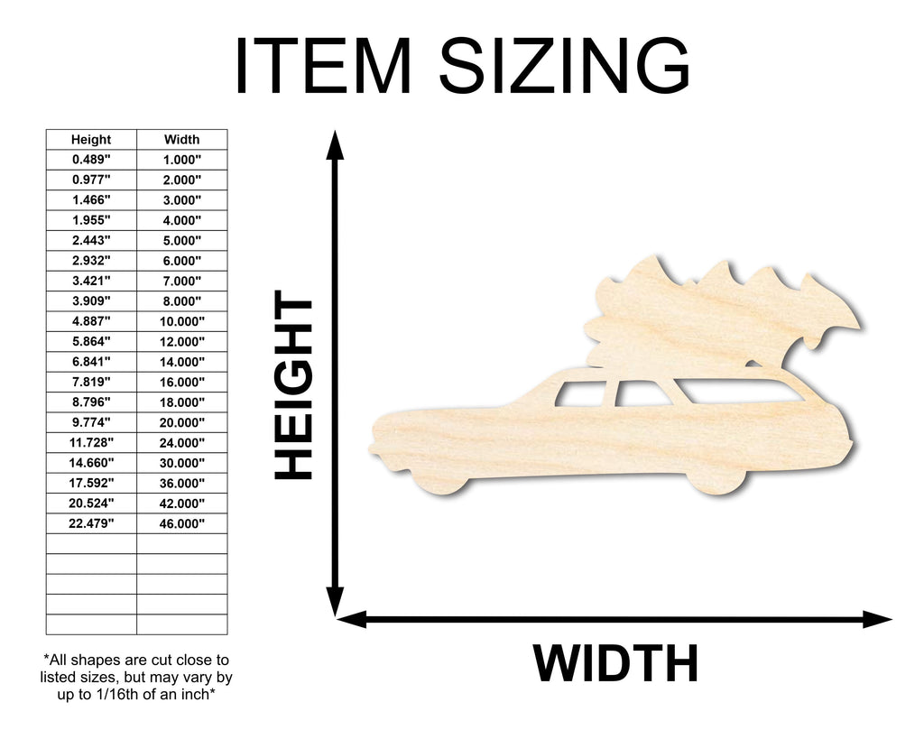 Unfinished Wood Christmas Tree Station Wagon Shape - Craft - up to 46"