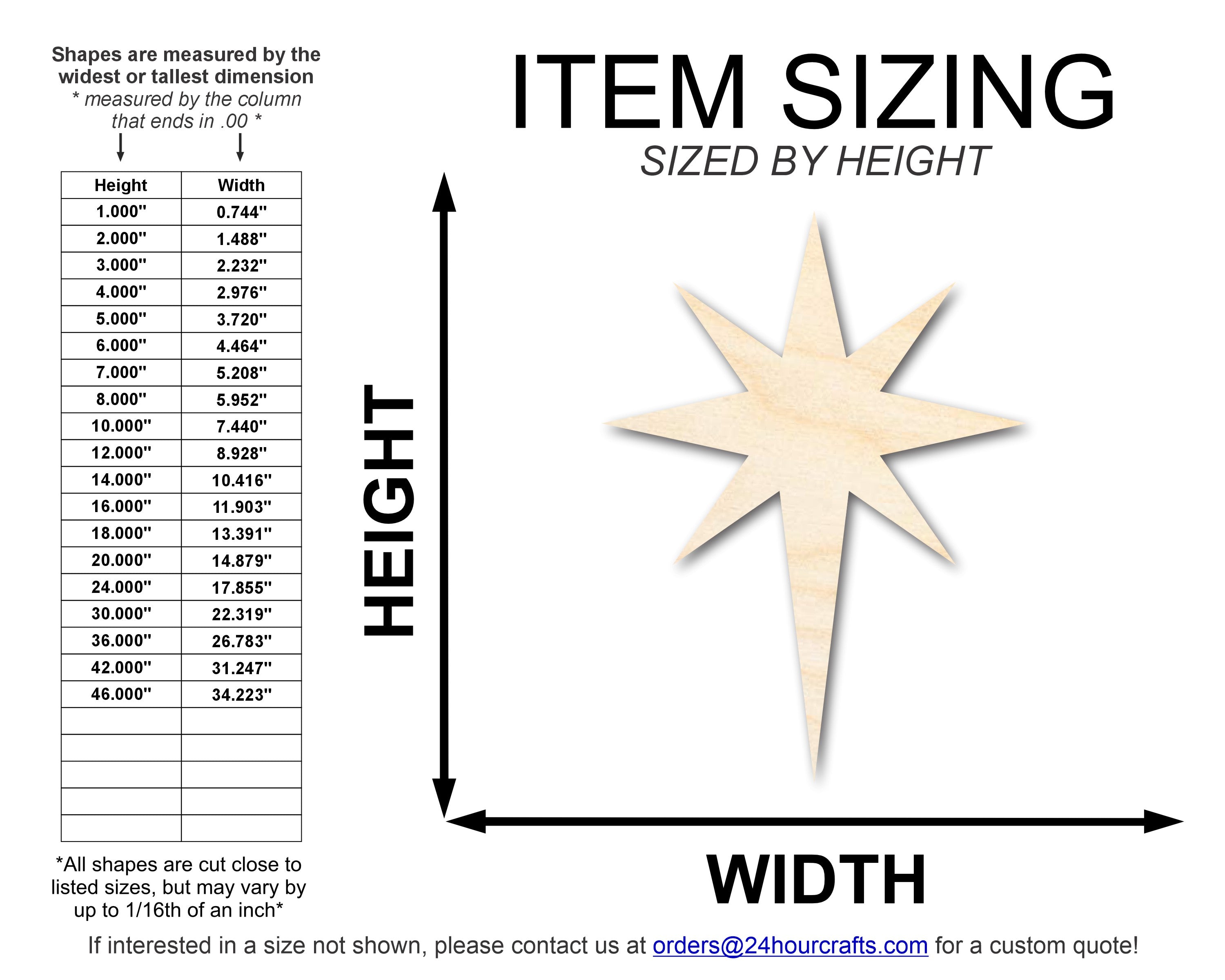 Unfinished Wood Bethlehem Star Shape | DIY Christmas Craft Cutout | Up to 36"