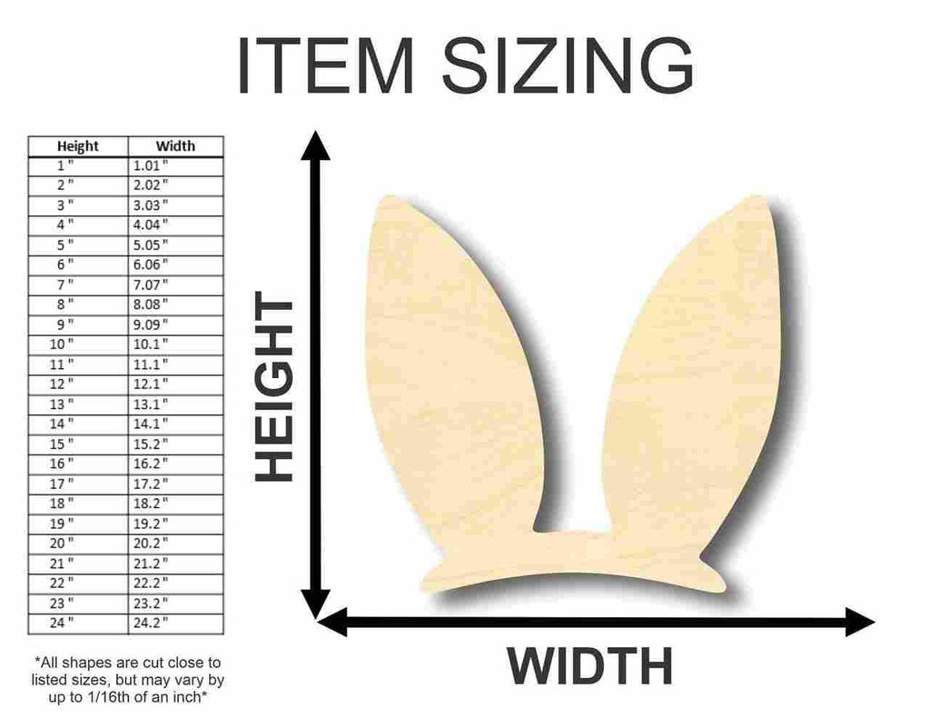 Unfinished Wood Easter Bunny Ears Shape - Craft - up to 46" DIY