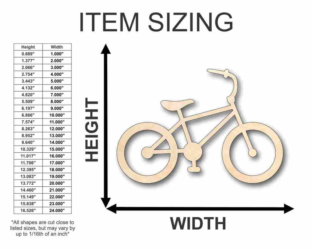 Unfinished Wood Bicycle Bike Shape - Craft - up to 46" DIY