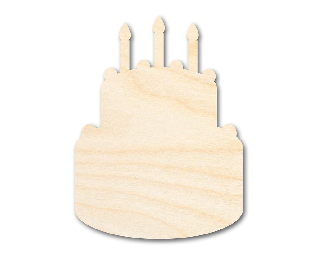 Unfinished Wood Birthday Cake Shape | DIY Craft Cutout | Up to 36"