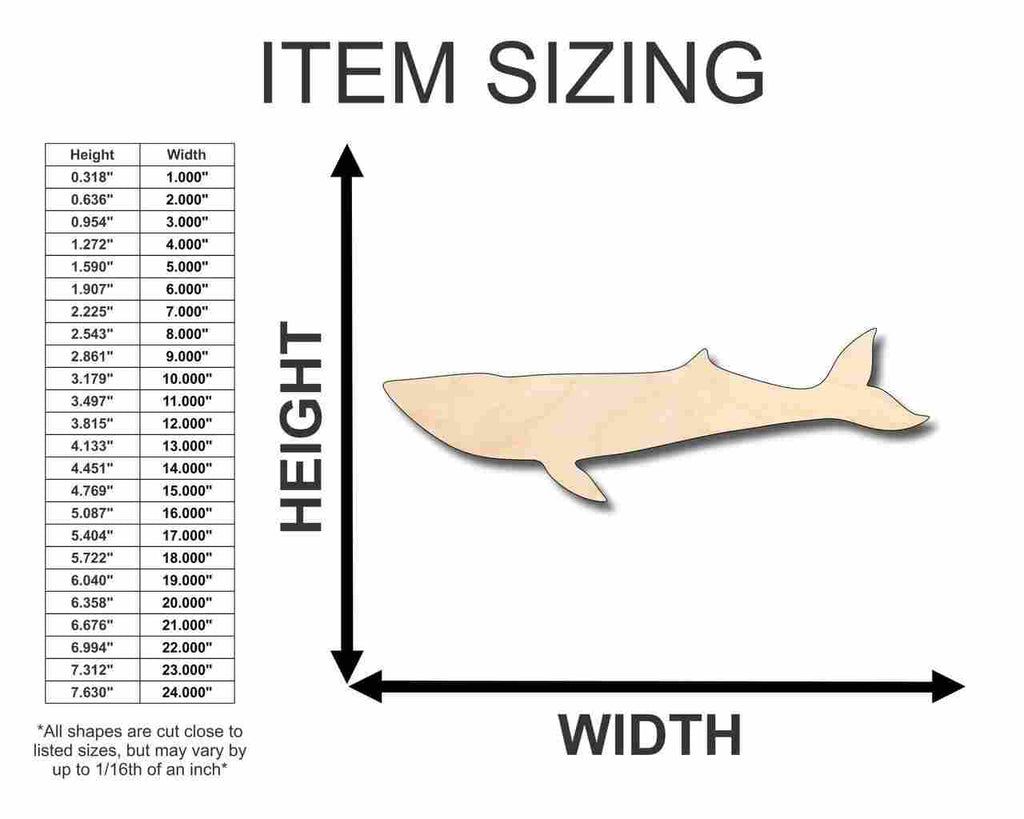 Unfinished Wood Blue Whale Shape - Ocean - Craft - up to 46" DIY