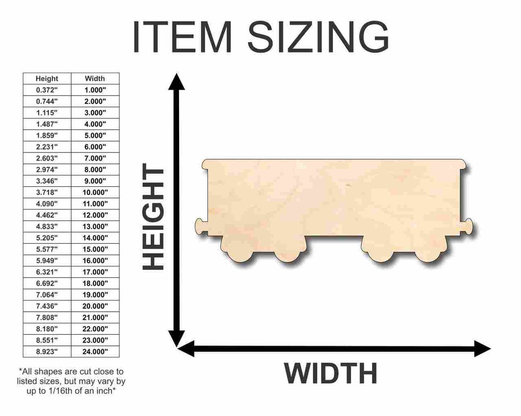 Unfinished Wood Boxcar Train Shape - Craft - up to 46" DIY