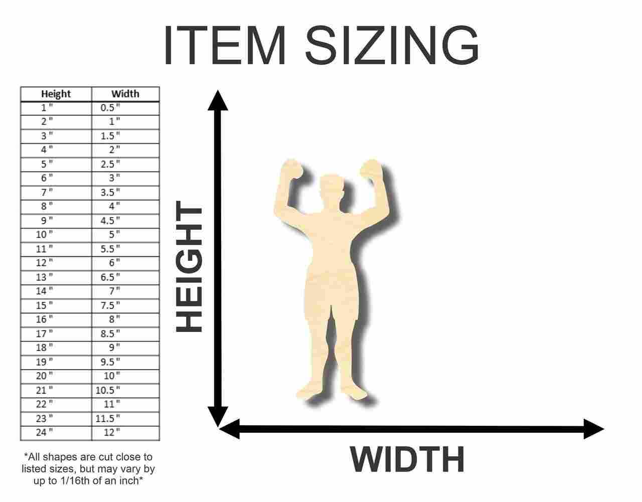 Unfinished Wood Boxer Shape - Sports - Craft - up to 46" DIY