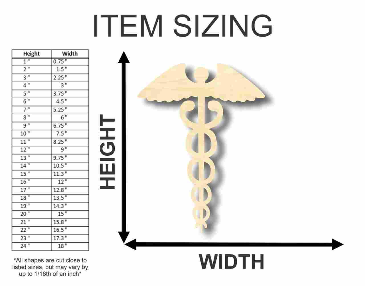 Unfinished Wood Caduceus Shape - Medicine - Craft- up to 46" DIY