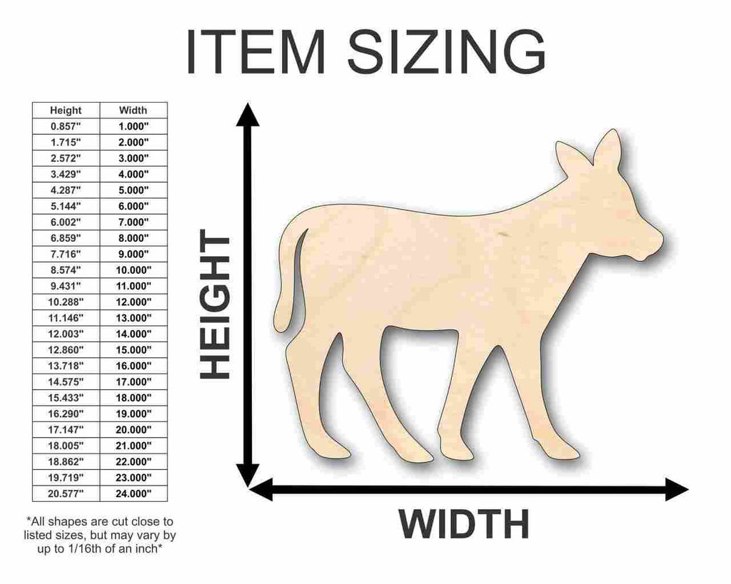 Unfinished Wood Calf Shape - Animal - Craft - up to 46" DIY