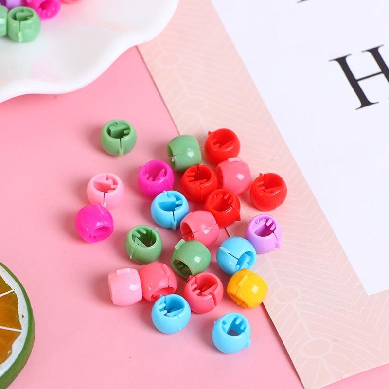 100Pcs Cute Candy Colors Plastic Hairpins Mini Hair Claw Clips Hair Braids Maker Beads Headwear Gorgeous Hair Accessories For Women