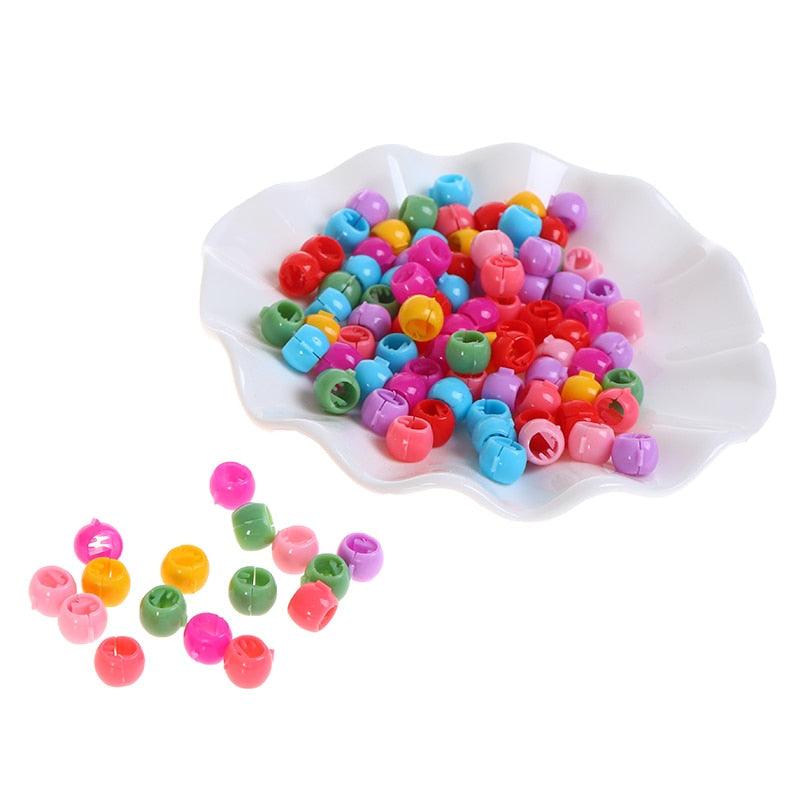 100Pcs Cute Candy Colors Plastic Hairpins Mini Hair Claw Clips Hair Braids Maker Beads Headwear Gorgeous Hair Accessories For Women