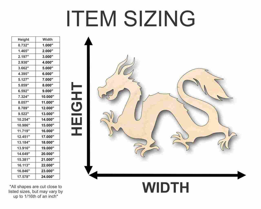 Unfinished Wood Chinese Dragon Shape - Craft - up to 46" DIY