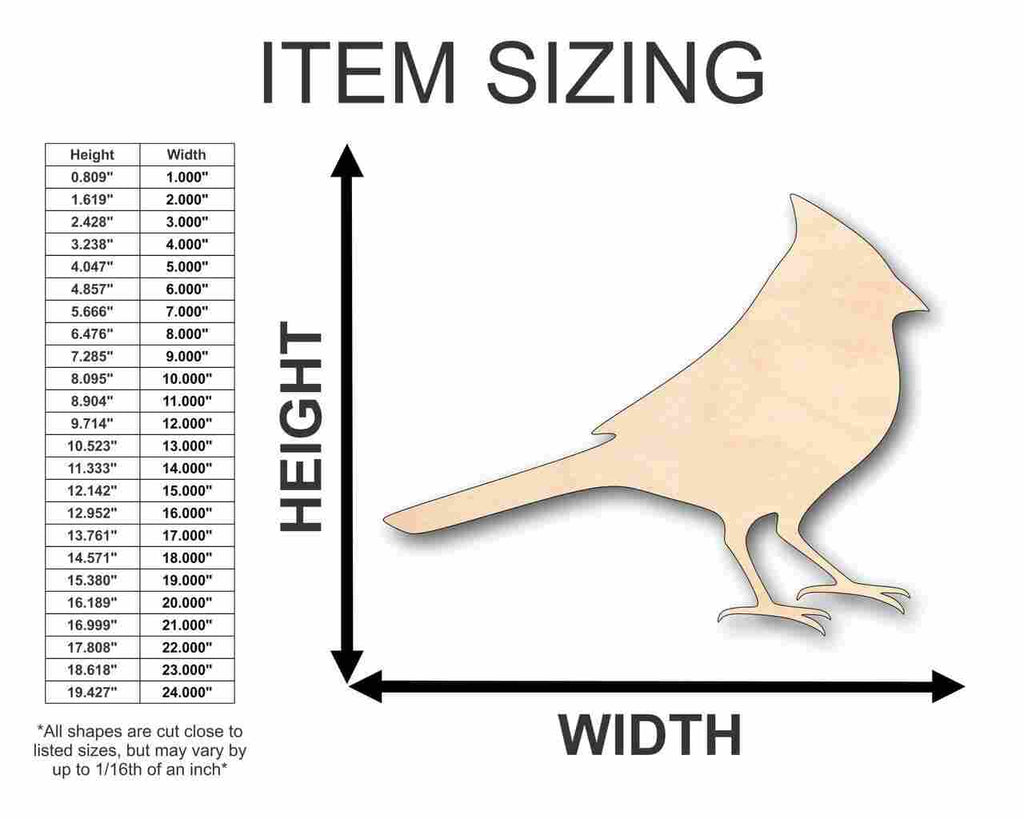 Unfinished Wood Cardinal Shape - Animal - Wildlife - Craft - up to 46" DIY