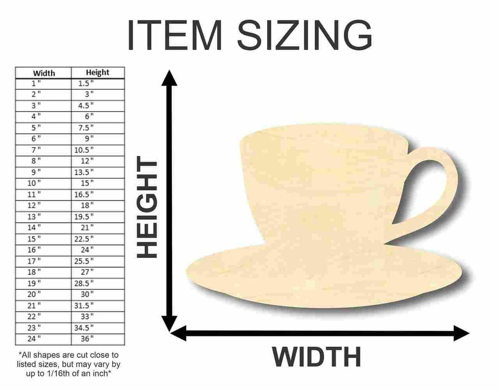 Unfinished Wood Cup of Tea Shape - Kitchen - Craft - up to 46" DIY