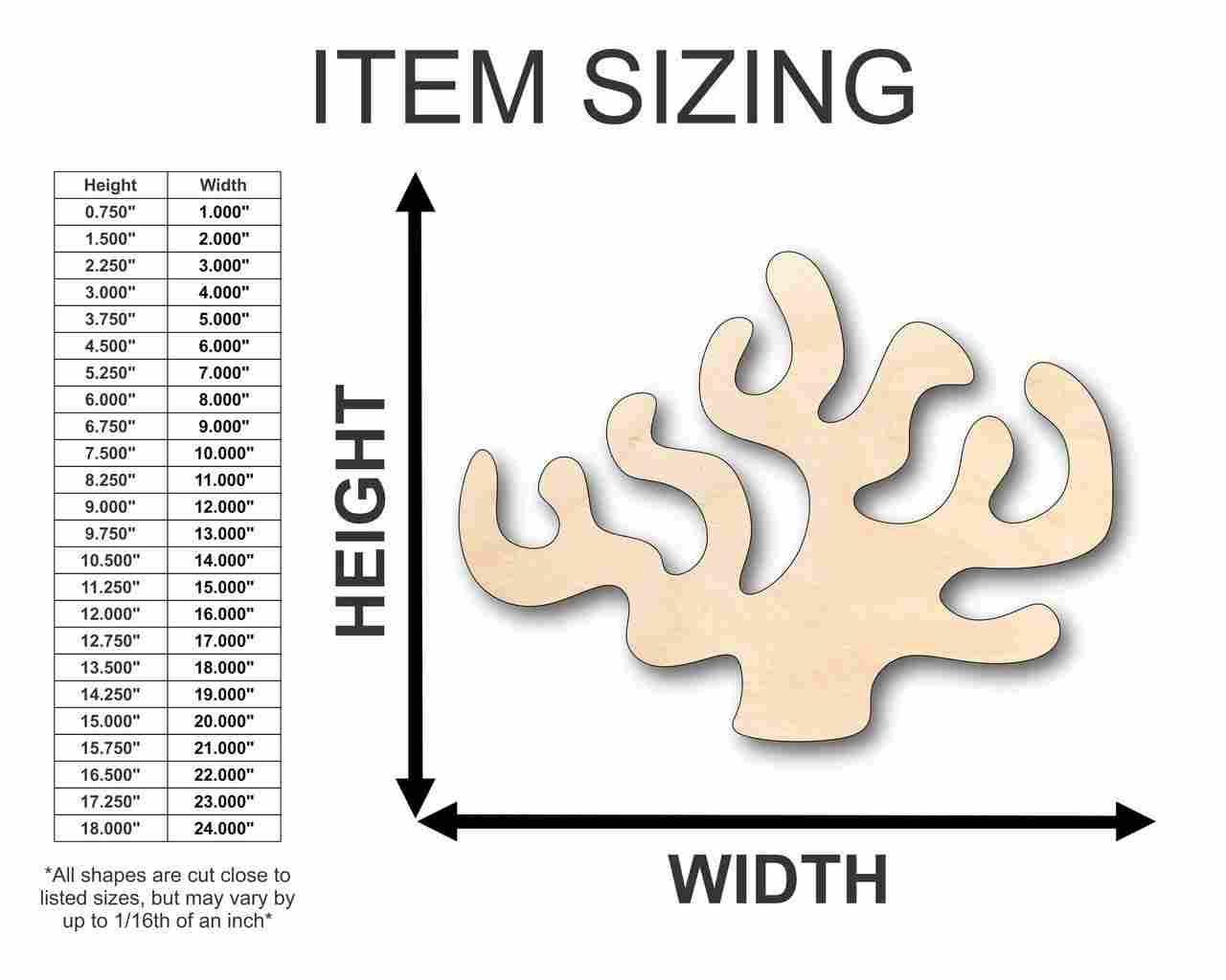 Unfinished Wood Coral Shape - Ocean - Nursery - Craft - up to 46" DIY