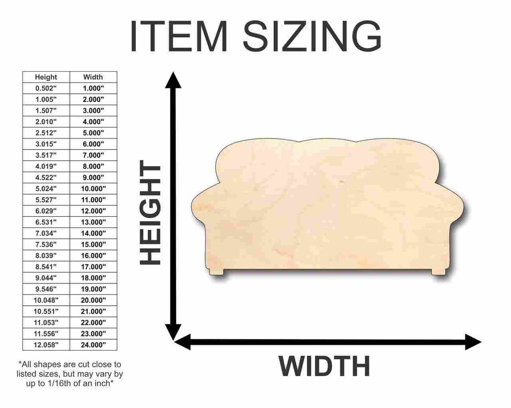 Unfinished Wood Couch Shape - Home - Craft - up to 46" DIY