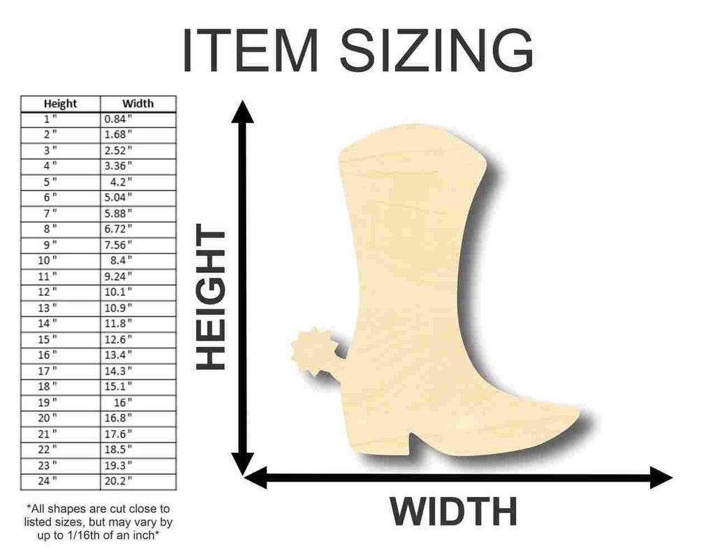 Unfinished Wood Cowboy Boot Shape - Western - Craft - up to 46" DIY