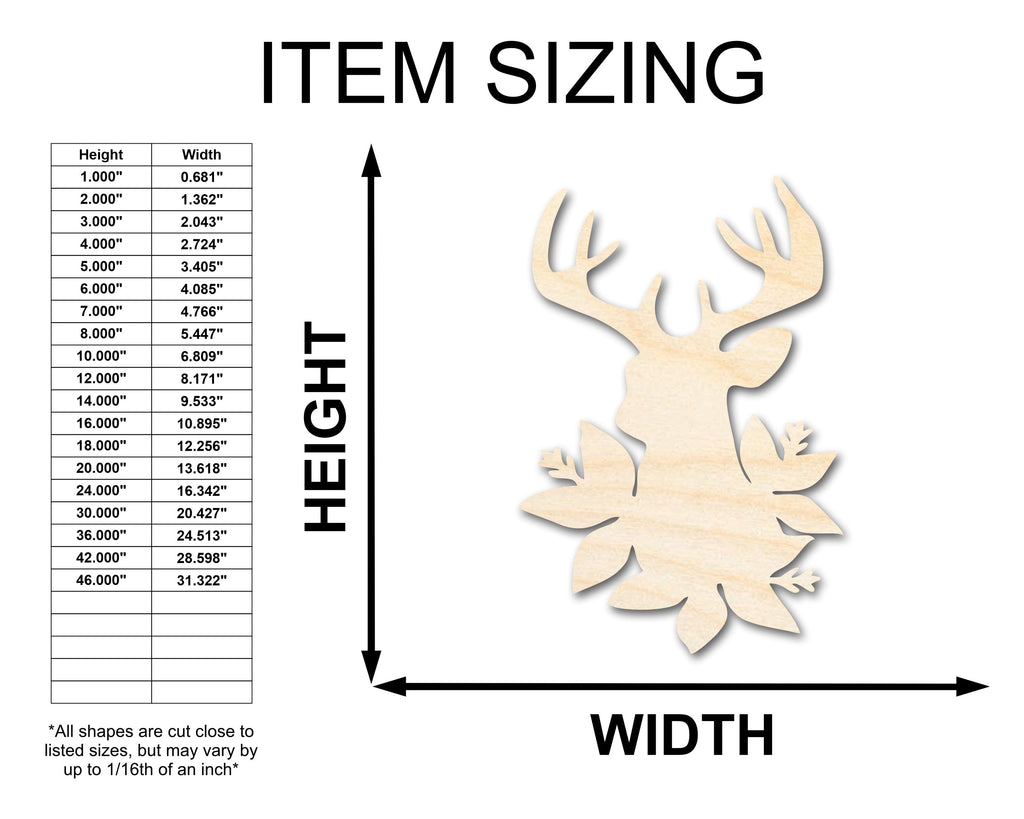 Unfinished Wood Holly Reindeer Head Shape - Craft - up to 46" DIY