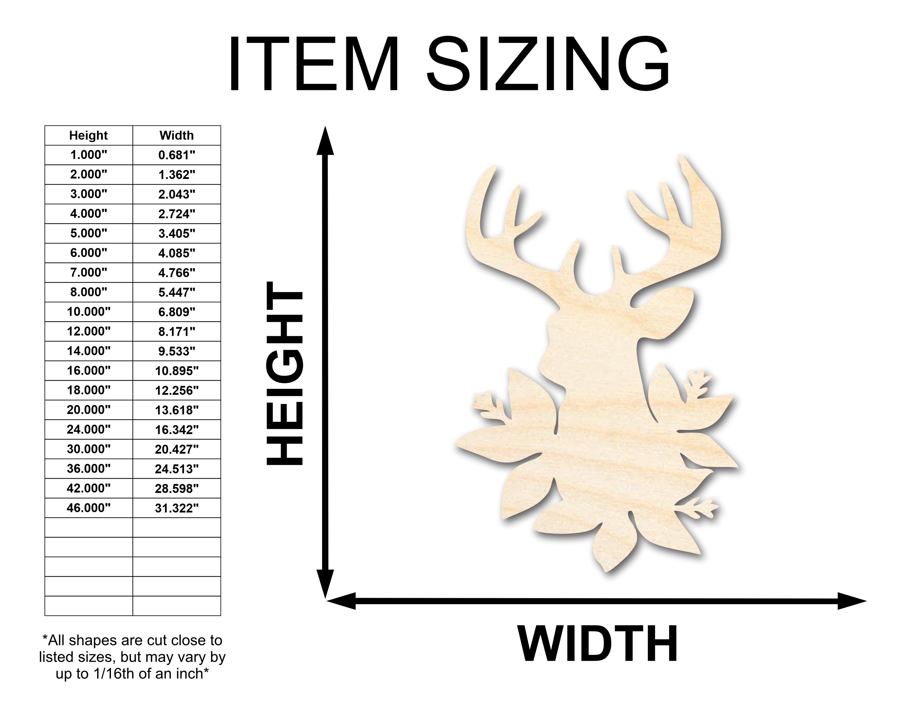 Unfinished Wood Holly Reindeer Head Shape - Craft - up to 46" DIY