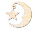 Unfinished Wood Moon and Star Silhouette Shape - Craft - up to 46"