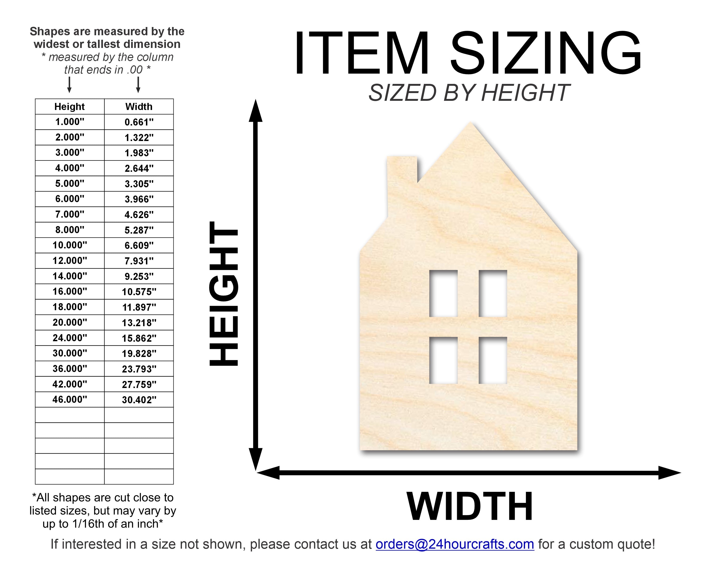 Unfinished Wood House Window Silhouette Shape | DIY Craft Cutout | Up to 36"