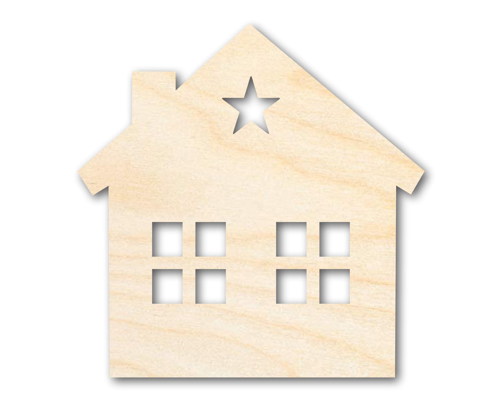 Unfinished Wood House Silhouette Shape - Craft - up to 46"