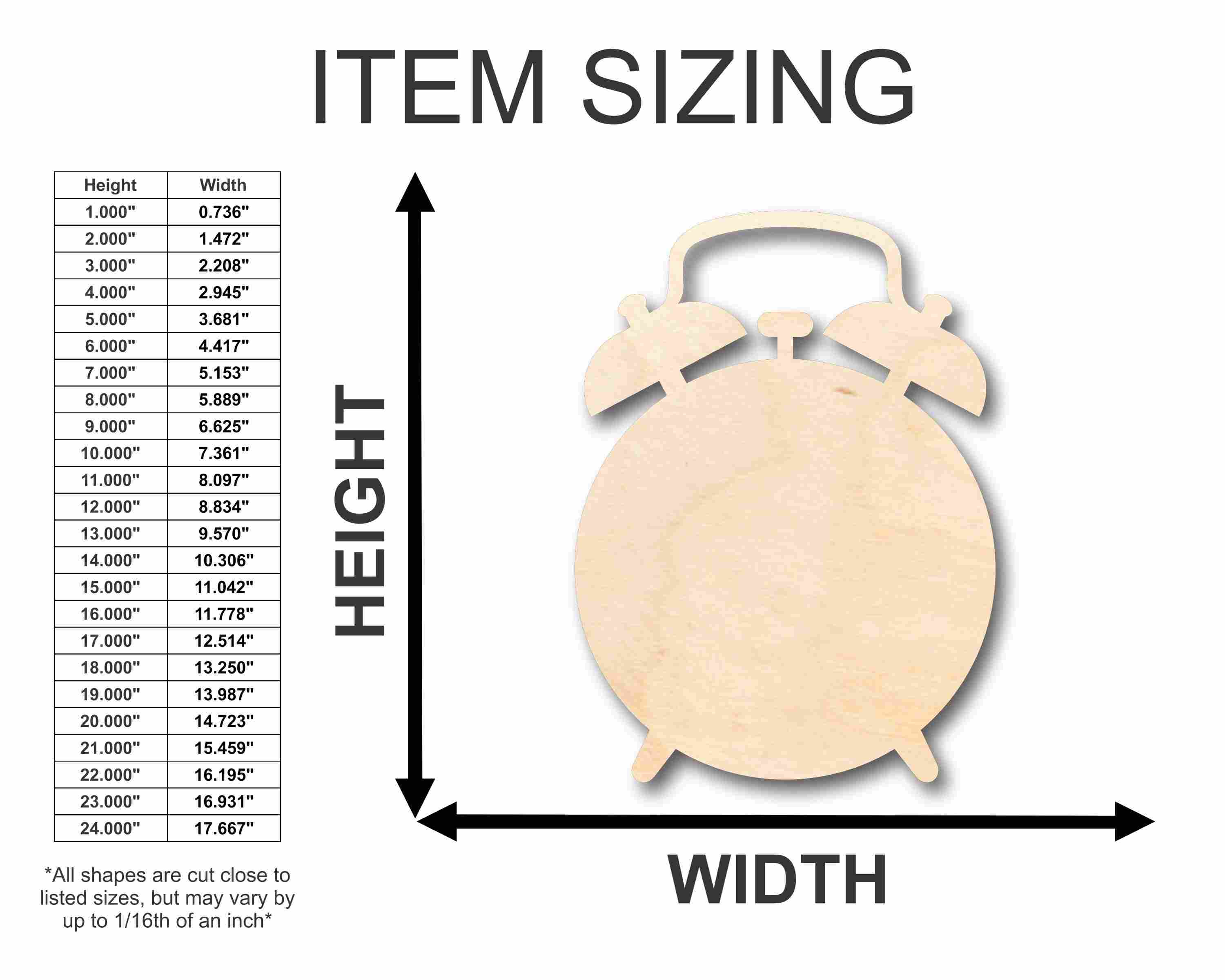 Unfinished Wood Alarm Clock Silhouette - Craft- up to 46" DIY