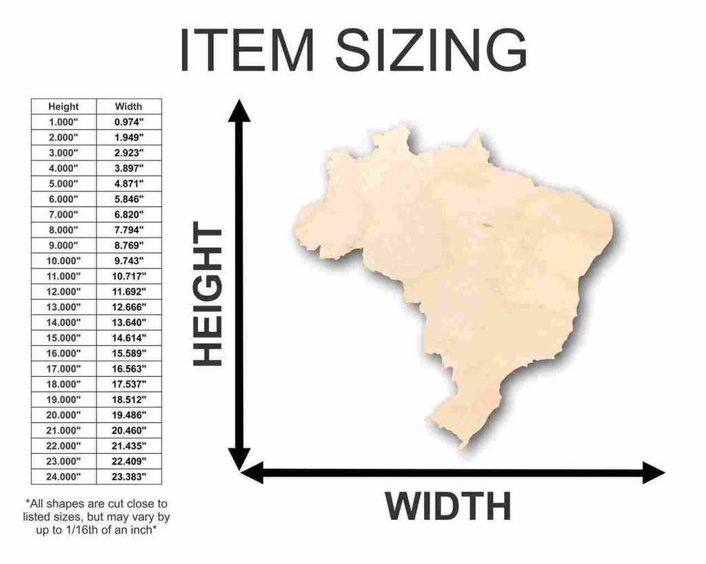 Unfinished Wood Brazil Shape - Country - Craft - up to 46" DIY