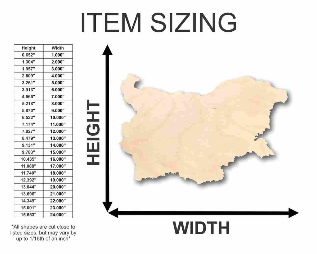 Unfinished Wood Bulgaria Shape - Country - Craft - up to 46" DIY