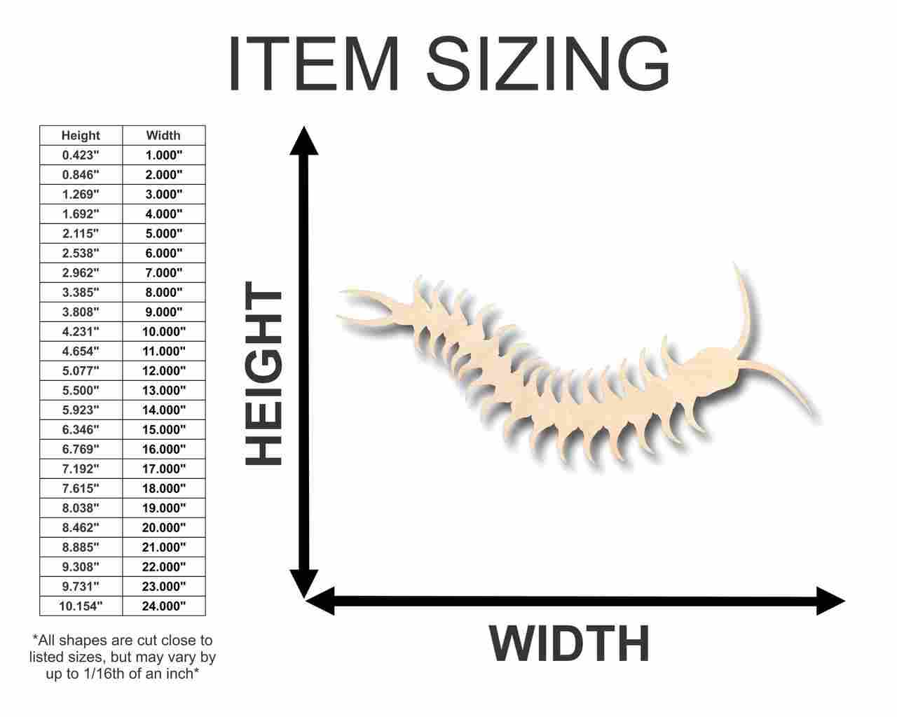 Unfinished Wood Centipede Shape - Insect - Wildlife - Craft - up to 46" DIY