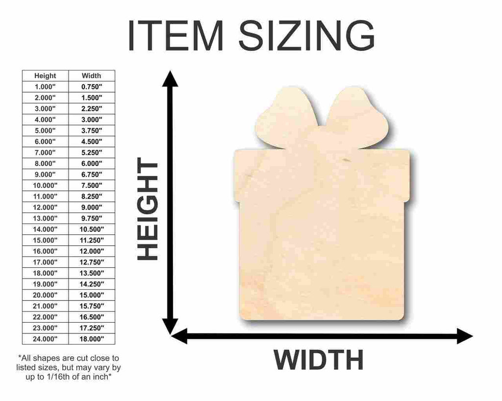 Unfinished Wood Present Gift Shape - Christmas - Birthday - Craft - up to 46" DIY